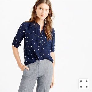 J. Crew Silk popover shirt in polka dot